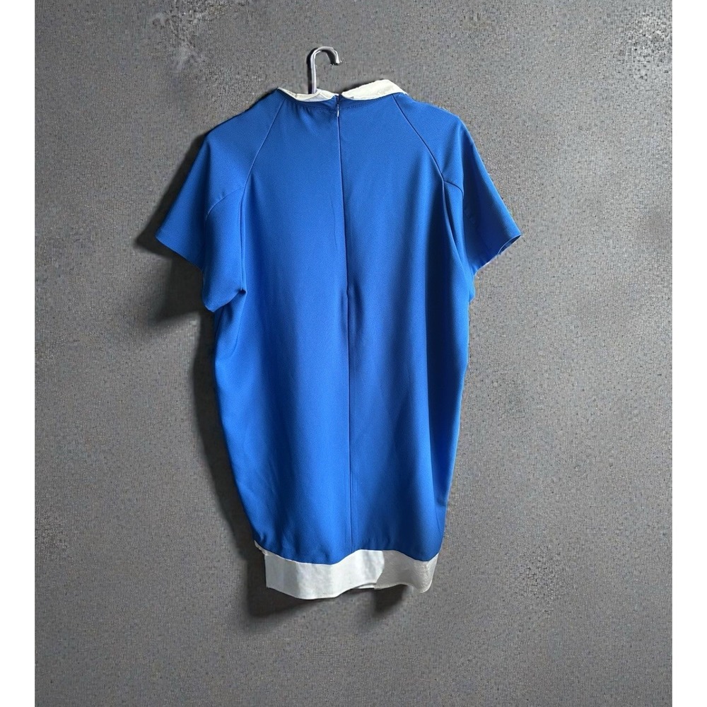 Zara Basic Women Blue Polyester Collared Short Sleeve Knee Length Dress Size L - Picture 2 of 8
